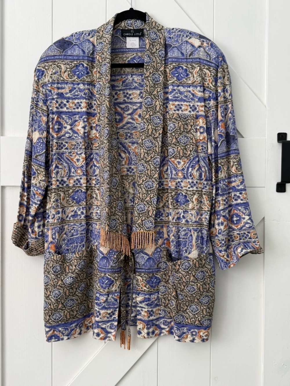 Carole Little Purple Dramatic Lagenlook Rayon Art-to Wear Open Jacket